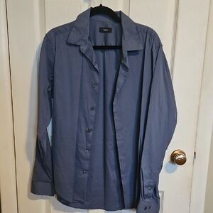 Theory Men's Large Slate Blue Long-Sleeve Button Shirt